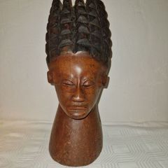 Large hand carved African wooden bust