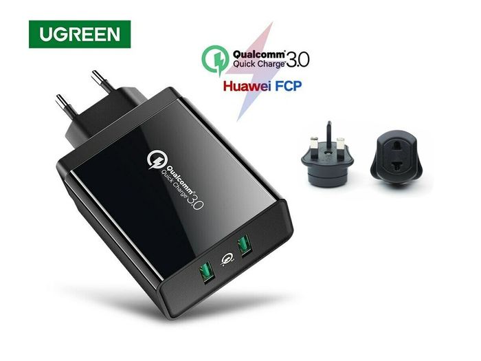 Ugreen QC 3.0 Dual USB Fast Charger 36W Wall Charger EU/UK Plug  (Brand New/Warranty)