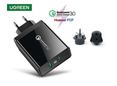 Ugreen QC 3.0 Dual USB Fast Charger 36W Wall Charger EU/UK Plug  (Brand New/Warranty)