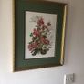 Beautiful Floral Cross Stitch in Gilt Frame Cottage Core Image 3
