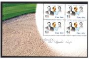 2005 Ireland Ireland and The Ryder Cup Commemorative Stamp Booklet Pane featuring Harry Bradshasw, Ronan Rafferty &amp; Christy O'Connor Snr Mint Never Hinged (MNH). Hibernian HP160