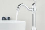 Chrome Vintage Retro Tall Tap for Bathroom Basin, High Rise Bathroom Sink Mixer Tap with 360 Swivel Spout, Brass Construction Basin Mixer Tap, Cloakroom Classic Countertop