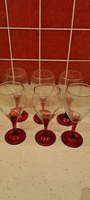 Red stem wine glasses