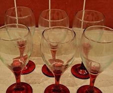 Red stem wine glasses