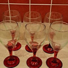 Red stem wine glasses