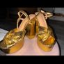 gold snake print platform sandal heels Image 2