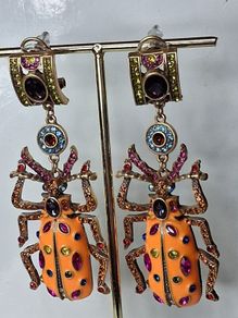Bejewelled Crystal Large Beetle Earrings