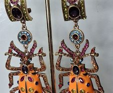 Bejewelled Crystal Large Beetle Earrings