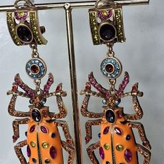 Bejewelled Crystal Large Beetle Earrings
