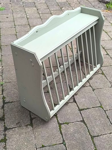 Beautiful Sage Green Wall-Mounted Plate Rack & Shelf