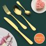 24-Piece Mirror Polished Gold Unique Wooden Box Design for Gift, Stainless Steel Flatware Set, Silverware Set with Spoon Knife and Fork Set, Service for 6 Image 3