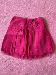 Pink Corduroy Skirt with Tulle Underskirt