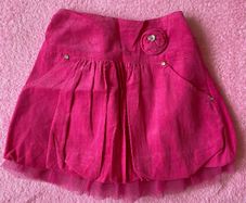 Pink Corduroy Skirt with Tulle Underskirt