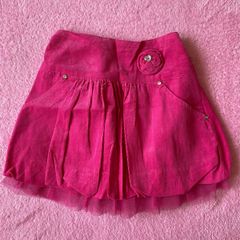 Pink Corduroy Skirt with Tulle Underskirt