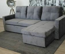 Corner Sofa Bed with Storage  Grey velvet 215