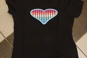 Age 8/9 Years - The HEART LIGHTS UP - A Flash Wear Tee Shirt - Super Fun to be Had - The Heart on Front Lights up Based on Sound - Read Ad for Details - E