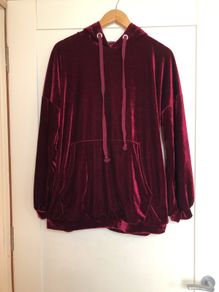 Burgundy Velvet Hoodie