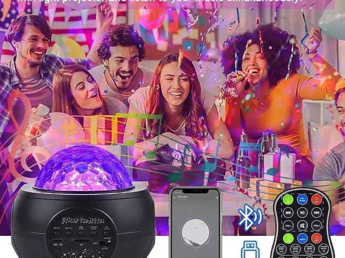 BIG SALE Star Lights Projector, 3 in 1 LED Night Galaxy Starry Light Projector for Bedroom, Space Projector Decorative Galaxy Light Sky Star Lite Bluetooth USB Colour Changing Music Night Light for Kids Adults