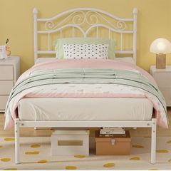 Single Bed Frames with Vintage Headboard, 3ft