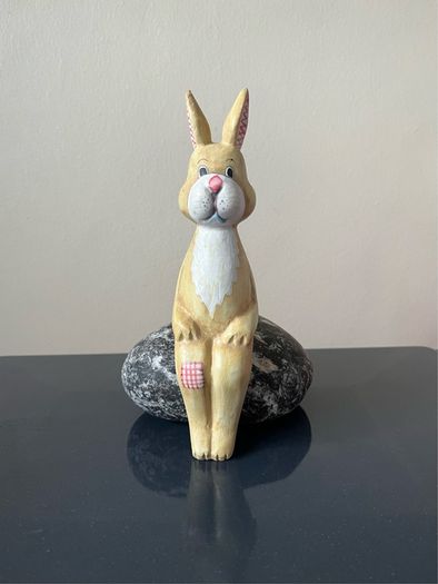 Carved Wooden Rabbit Shelf Sitter