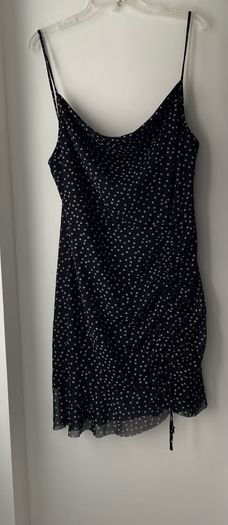 Prettylittlething  black polka dot ruched dress plus size new