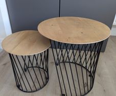 Side table pair solid wood