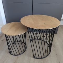 Side table pair solid wood
