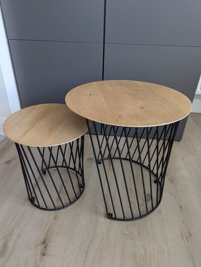 Side table pair solid wood