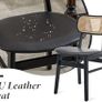 set of 4, wood, kitchen chairs, PU leather upholstered Rattan Image 3