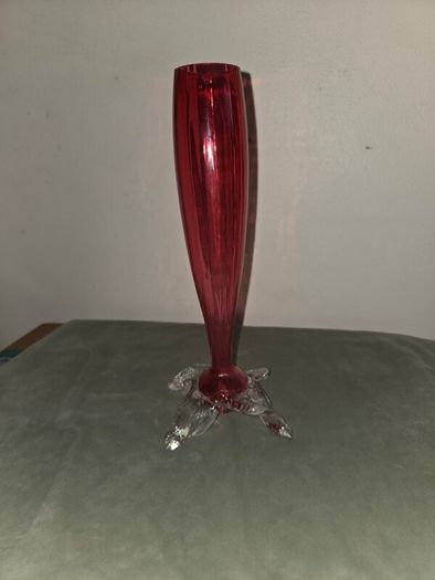 Hand Blown Antique Cranberry Glass Vase