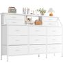 Dresser for Bedroom with 13 Drawers, 55 Wide Chest of Drawers, Fabric Dresser with 2 Wooden Shelves Image 8