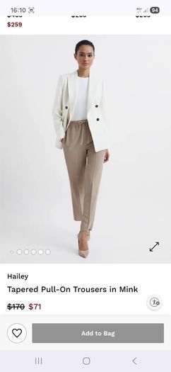 Reiss Hailey Pull On Trousers - Ice Blue - UK 10L - RRP 140
