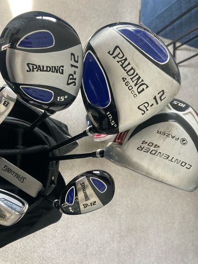 Spalding golf clubs and bag