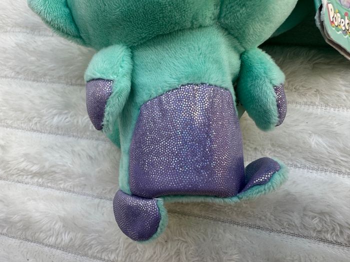 Popetz Triceratops Dinosaur Jumping Plush Toy Sot Teal Purple NO Sounds Eolo Toys Used Please see photos
