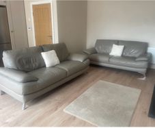 2x Three seater grey/beige sofas