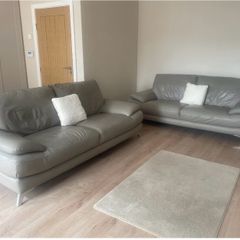 2x Three seater grey/beige sofas