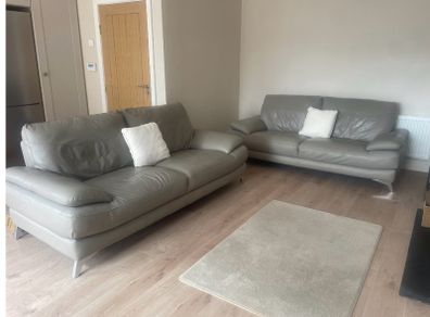 2x Three seater grey/beige sofas