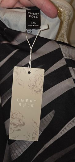 Emery Rose 3XL Black & Grey Abstract Stripe Maxi Kaftan Dress New With Tags