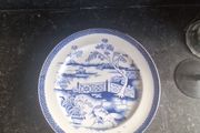 5 Antique blue and white plates