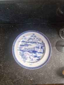 5 Antique blue and white plates