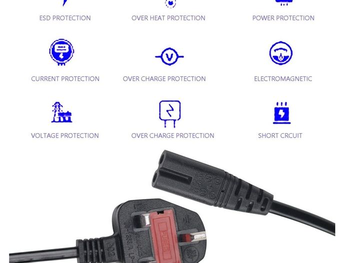 New 1.5m Mains Power Cable Lead UK Plug to IEC C7 Figure 8 2 Pin Cord #1146