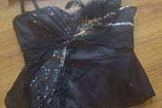 vintage y2k karen millen 100% silk feather sequin corset top uk 14