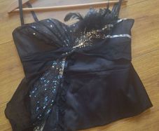 vintage y2k karen millen 100% silk feather sequin corset top uk 14