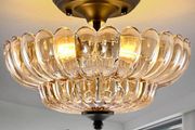 Modern Black Ceiling Light Fixture, Amber Glass Flush Mount Chandeliers, Semi Flush Mount Ceiling Light Fixture Suitable for Living Room Hallway Kitchen Bedroom
