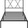 Modern 3ft Single Metal Bed Frame with Headboard (90 x 190 cm) Steel Slat Support, Easy Assembly Black Image 3