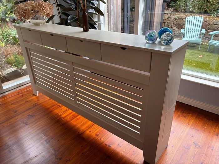 Bespoke cream radiator cover/ console with storage