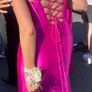 Stunning cerise satin debs dress, corset style. Size 8 Image 2
