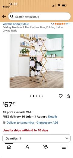 New in packaging Beldray 4 tier bamboo clothes airer
