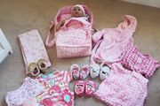 Doll, Carrycot, quilt and clothes