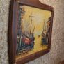 New Original Oil Painting Nautical Harbor Scene with Handmade Ship Rope Frame. Image 2